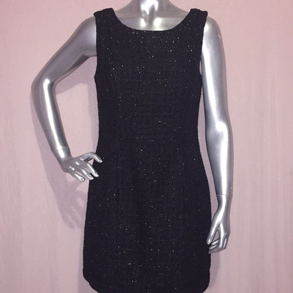 Black Tweet Mini Black Dress